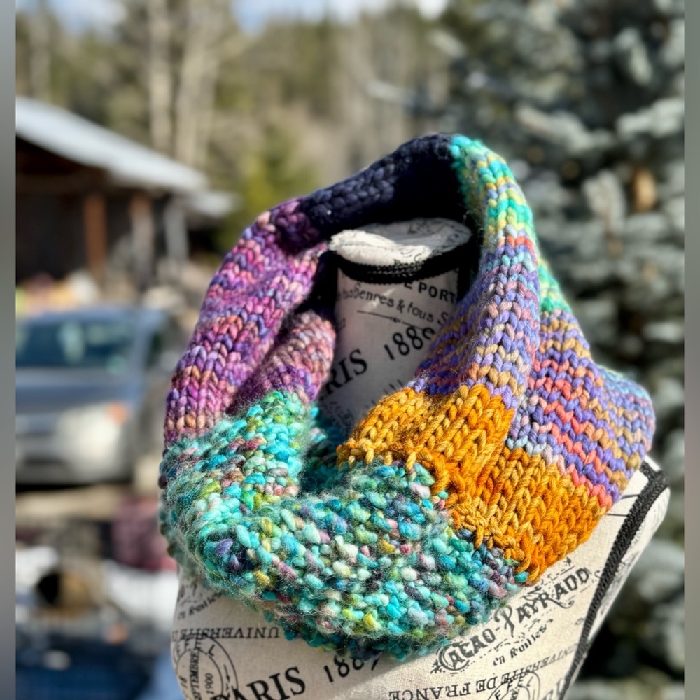 Vibrant Multicolor Knit Infinity Scarf